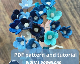 Super einfache Filzblumen-Vorlage, digitaler Download, PDF-Schnittmuster und Anleitung