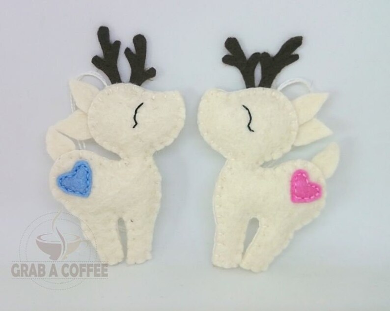 Felt deer ornament woodland hanging animals from wool Christmas creatures home decor nursery decoration for baby room image 2