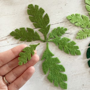 Palm leaf die-cut pack, Tiny felt leaves Mix, 25/50/100 pack,, wool Craft Embellishments image 3
