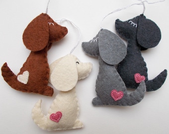 Felt dog ornament - handmande felt ornaments - puppy - Housewarming holiday decor - Baby shower toys - Christmas gift for dog-lovers