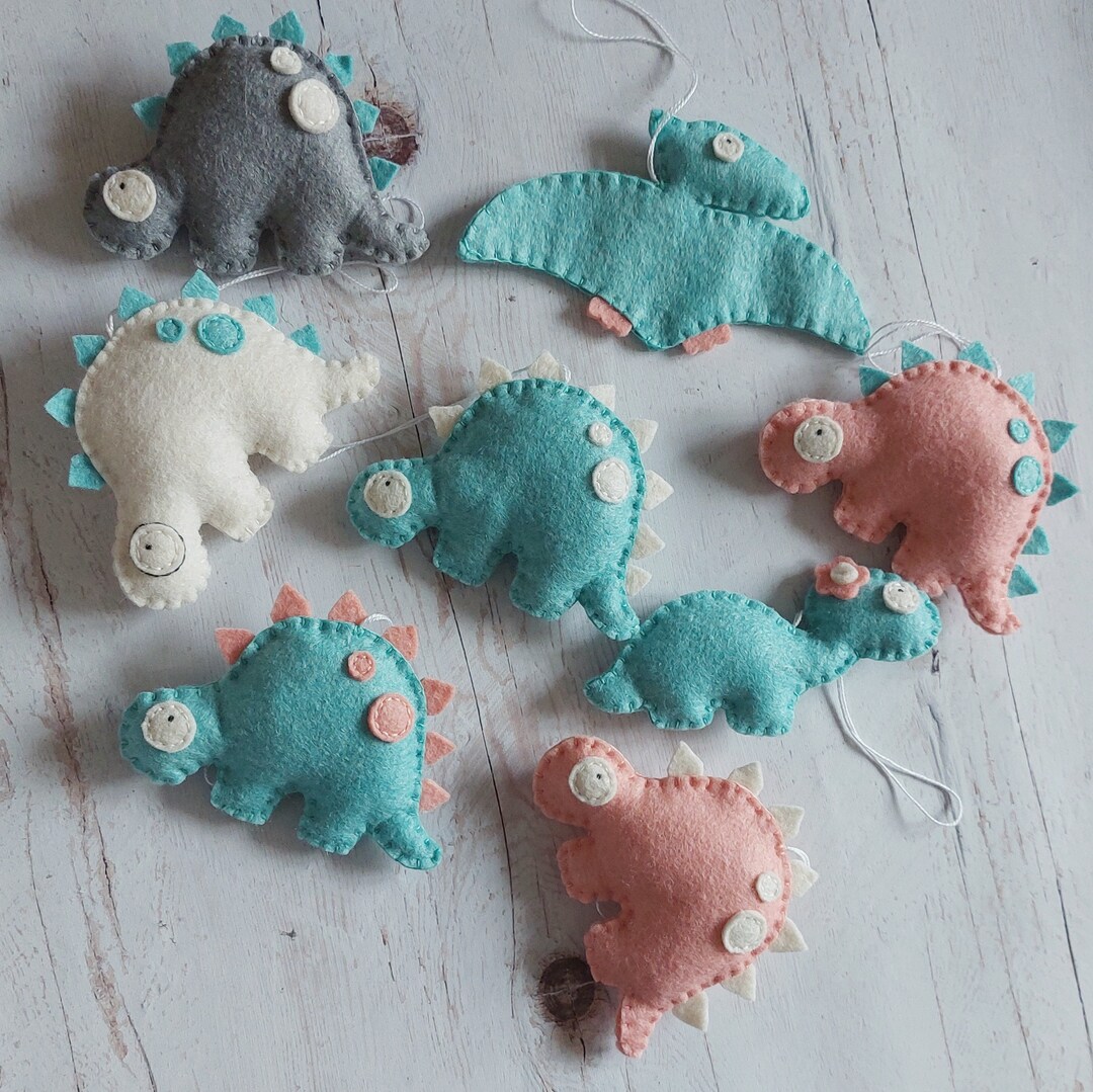 Felt Dinosaur Ornament Set SET OF 9 Wool Felt Home Etsy