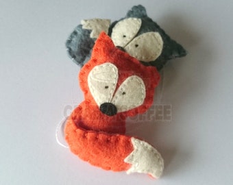 Felt fox ornament -  Christmas home decoration with woodland animals eco-friendly decor for nature themed Baby shower