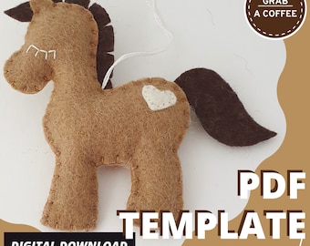 Felt pony ornament template, digital download, PDF pattern, sewing guide