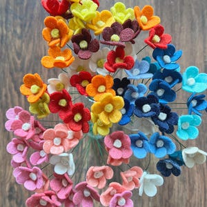 Felt Flowers - Minimalist filler Stems - set of 5 - choose your color pack