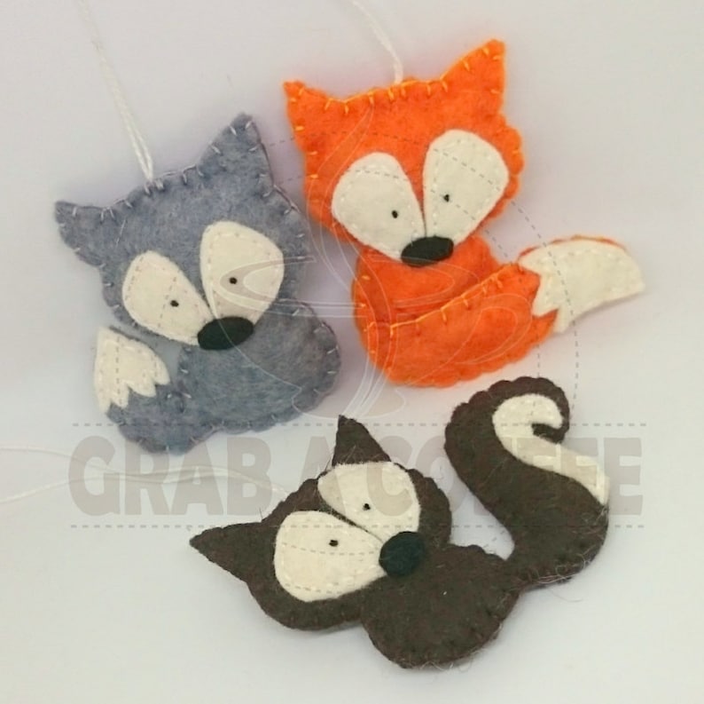 Felt Fox Ornament Christmas Home Decoration With Woodland Etsy