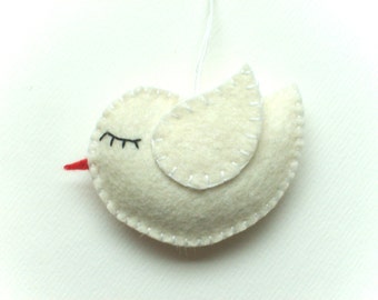Adorno de paloma de fieltro, pájaro blanco, regalo de boda blanca