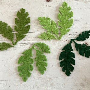 Palm leaf die-cut pack, Tiny felt leaves Mix, 25/50/100 pack,, wool Craft Embellishments image 4