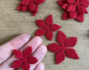 Felt Poinsettia flower cut parts, felt flowers DIY, wool Craft Embellishments