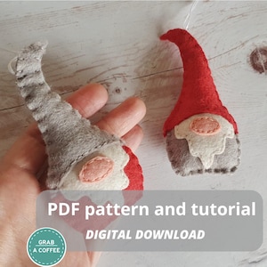 Felt gnome ornament PATTERN - PDF download - Christmas elf nordic decoration - scandinavian