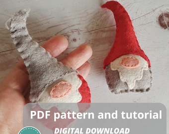 Felt gnome ornament PATTERN - PDF download - Christmas elf nordic decoration - scandinavian