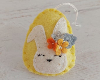 Easter egg rabbit ornament, felt Easter bunnies, Spring decoration