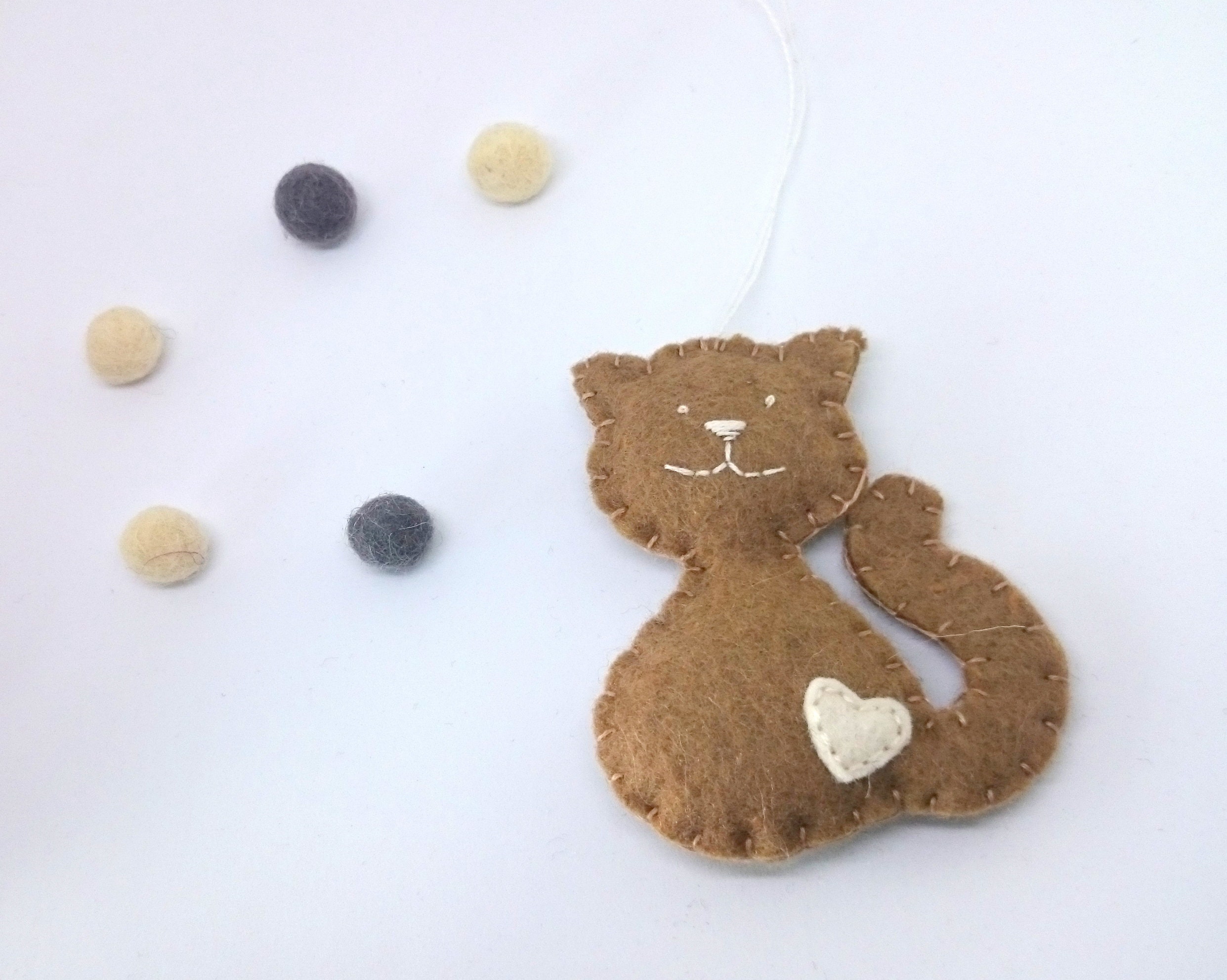 Felt Cat Ornament Black Cat Smiling Kitty Cat Memorable Etsy Canada