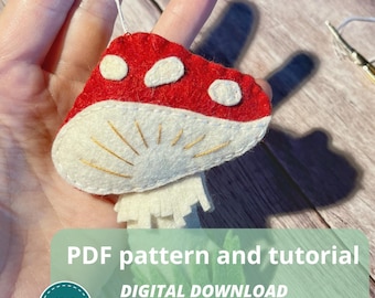 Felt Mushroom Ornament Pattern: Hand Sewing DIY Tutorial - PDF Download