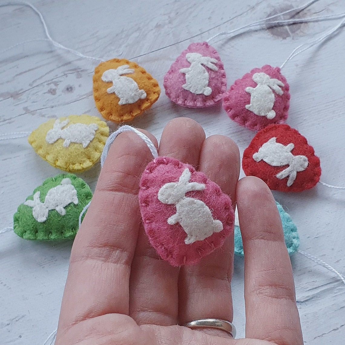 Mini Easter Egg Ornaments With Bunny Wool Felt Party Etsy