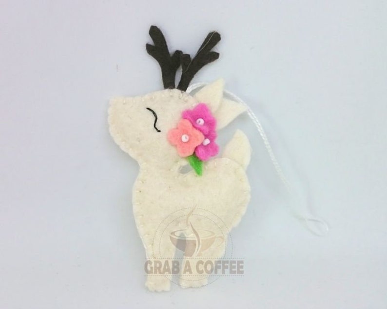 Felt deer ornament woodland hanging animals from wool Christmas creatures home decor nursery decoration for baby room image 8