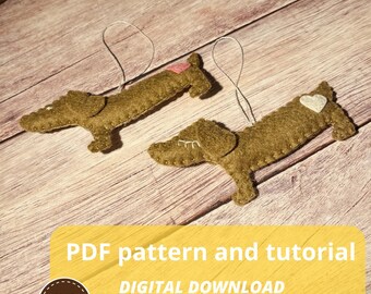 Felt Dachshund Ornament Sewing Pattern: DIY Sausage Dog PDF Tutorial (Digital Download)