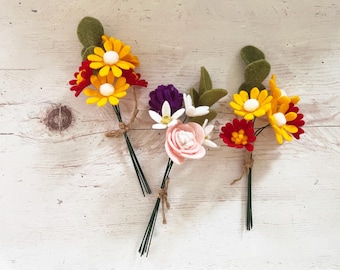 Miniature Felt Flower Bouquet – Handmade Tiny Bouquet, Choose Your Design