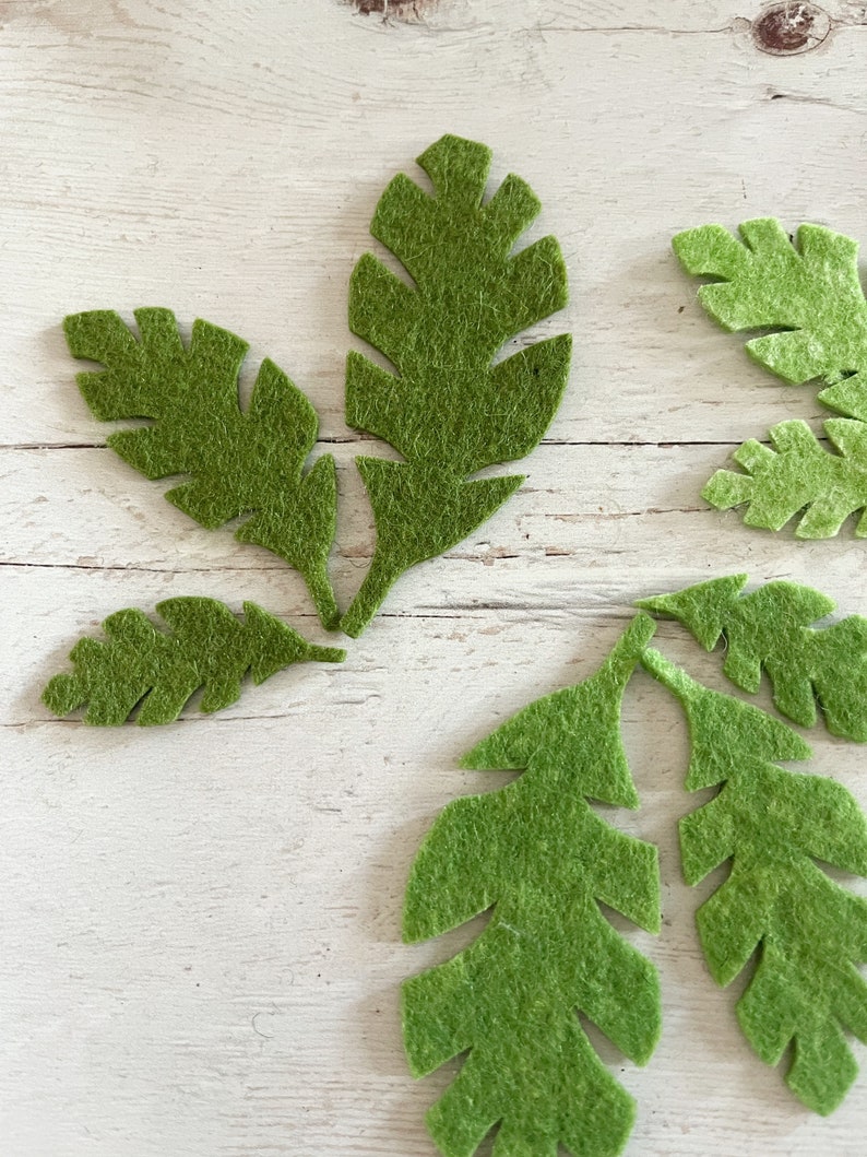 Palm leaf die-cut pack, Tiny felt leaves Mix, 25/50/100 pack,, wool Craft Embellishments image 5