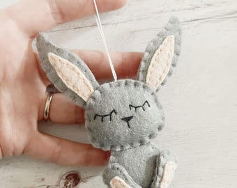 Easter bunny ornament, felt Easter decor, Spring ornaments