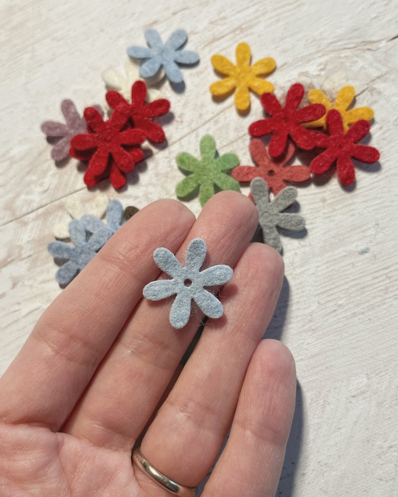 Mixed Mini Felt Flower Packs, Tiny Mixed Coloured Flowers, Die Cut Craft Embellishments image 1