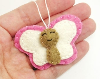 Felt butterfly ornament - nursery decor - felt party supplies Baby shower - handmade for kids room