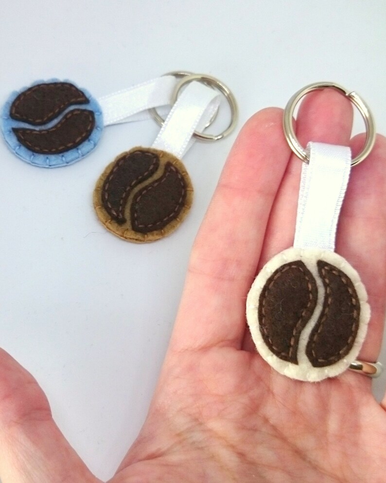 Felt coffee bean keychain handmande felt key holders for Etsy