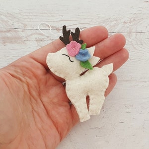 Felt deer ornament woodland hanging animals from wool Christmas creatures home decor nursery decoration for baby room image 3