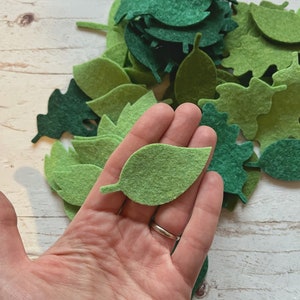 Big leaf die-cut pack, Tiny felt leaves Mix, 25/50/100 pack,, wool Craft Embellishments