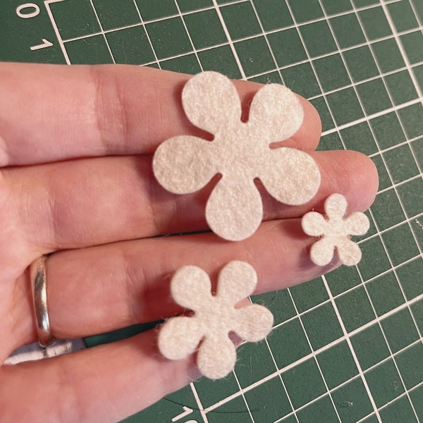 Mixed Mini Felt Flower Packs, Tiny Mixed Coloured Flowers, Die Cut Craft Embellishments