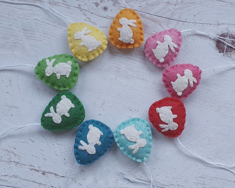 Mini Easter Egg Ornaments With Bunny Wool Felt Party Etsy
