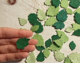 Paquets de petites feuilles découpées en feutre, mélange de petites feuilles, embellissements artisanaux en laine