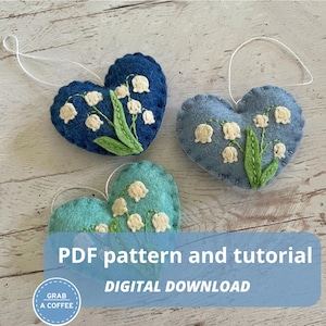 Patroon vilten hartornament: lelietje-van-dalenappliqué (pdf-tutorial)