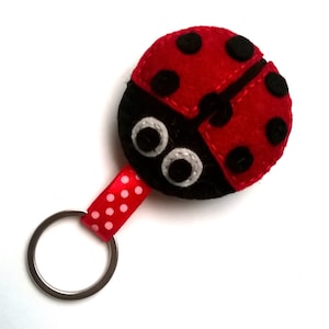 Handmade Felt Ladybird Keychain - Customizable Colors - Cute Durable Gift for Kids and Adults - Perfect for Backpacks & Bags