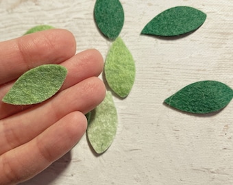 Felt leaf die-cut pack, Tiny leaves Mix, wool Craft Embellishments