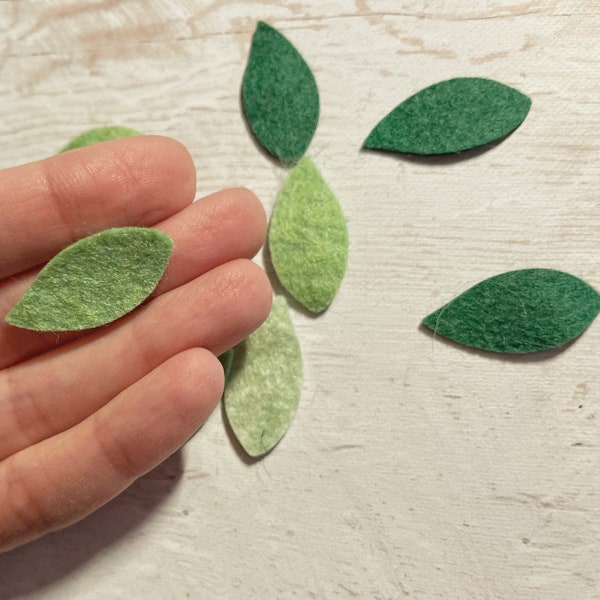 Felt leaf die-cut pack, Tiny leaves Mix, wool Craft Embellishments