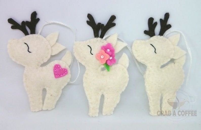 Felt deer ornament woodland hanging animals from wool Christmas creatures home decor nursery decoration for baby room image 6