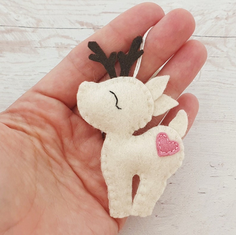 Felt deer ornament woodland hanging animals from wool Christmas creatures home decor nursery decoration for baby room image 1