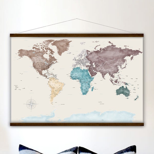 Large World Map Canvas