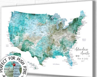 USA Push Pin Map, Perfect Anniversary Gift for Husband. Pin Board USA Map. Canvas, Large Poster or Digital Printable, Large USA Map Wall Art