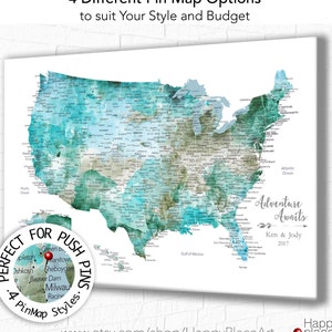 USA Push Pin Map, Perfect Anniversary Gift for Husband. Pin Board USA Map. Canvas, Large Poster or Digital Printable, Large USA Map Wall Art
