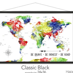 Bright Colorful Map of the World map for Kids, Children's Adventure Travel map, Large Canvas World Map Print, Playroom Wall Decor, Map Art