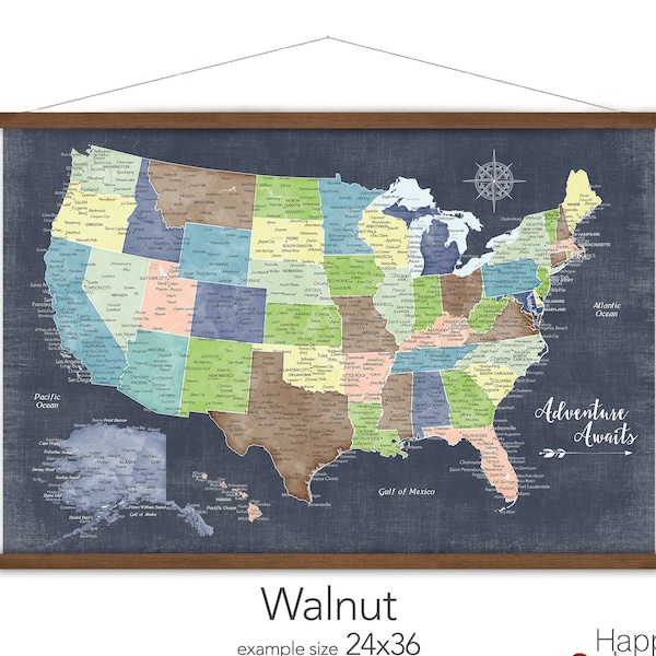 Canvas Map of Usa Canvas Etsy