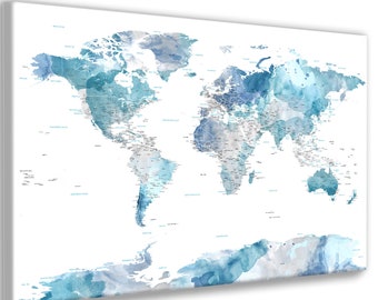 Map Of Watercolor Florida Map Of Watercolor Florida, Soft Color Print Highly Detailed Map Cities And State Names Subtle Watercolor World Map Blue And Gray Push Pin Map Canvas Print Map, Map Of Watercolor Florida