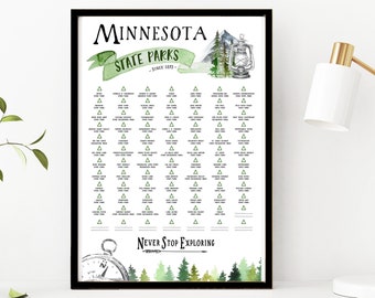 Hiking in Minnesota State Park Checklist, Hiking MN State PinBoard, Minnesota Gift, Visited State Parks List Personalized Minnesota Wall Art