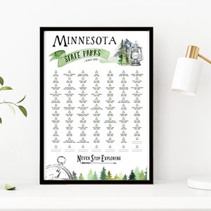Hiking in Minnesota State Park Checklist, Hiking MN State PinBoard, Minnesota Gift, Visited State Parks List Personalized Minnesota Wall Art
