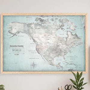 USA map with the Caribbean Included Vintage style map. Small & Large sizes, Vacation Push Pin Map. Cruise Vacation PinMap Family Adventures