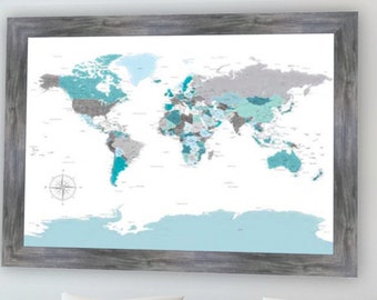 World map wall art | Etsy
