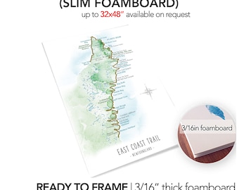 East Coast Trail Map, Newfoundland Hiking Path, Personalized Hiker