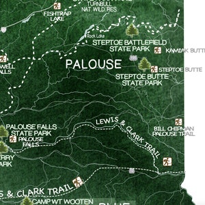Washington State Parks and Hiking Trails Map, WA map Hiking Gift, State Park Checklist for Washington Parks, WA Push Pin Map PinBoard Gift image 6