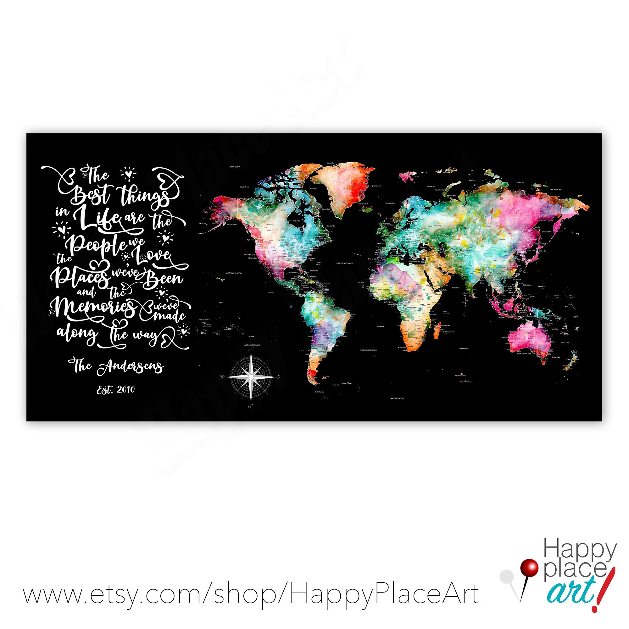 Push Pin Travel Map Large World Map Canvas World Map With 